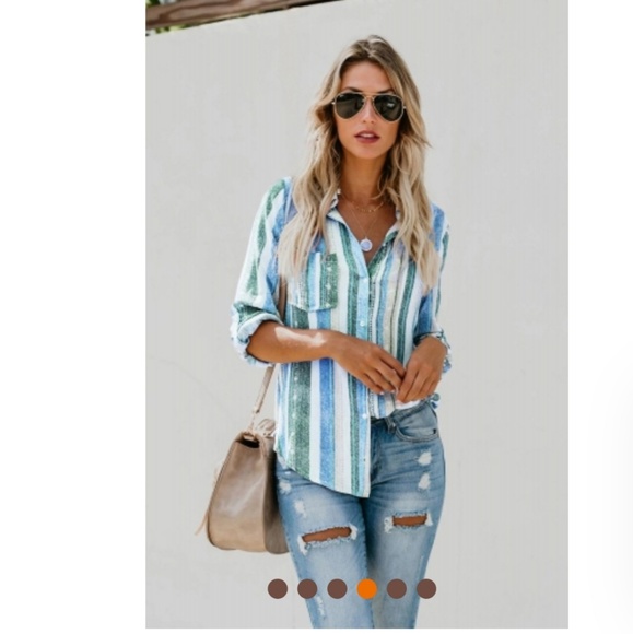 Striped button down top - Picture 4 of 4